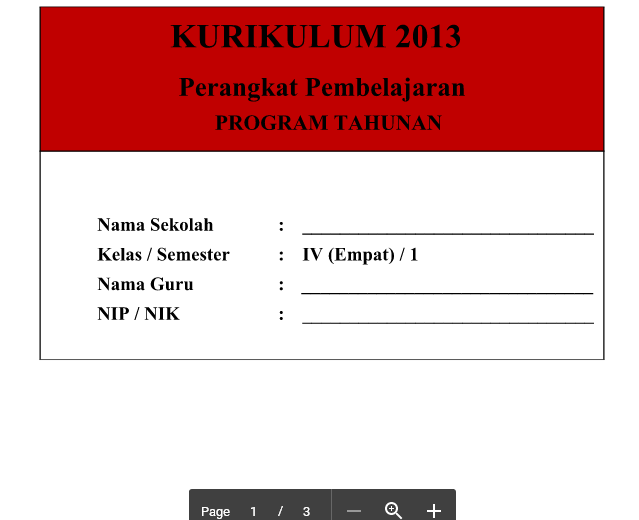 Program Tahunan SD Kelas 4 Semester 1 Kurikulum 2013 Revisi 2016 Program Tahunan SD Kelas 4 Semester 1 Kurikulum 2013 Revisi 2016