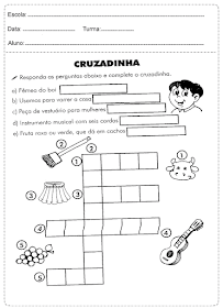 Responda e complete a cruzadinha