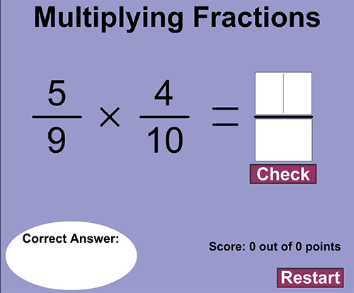 Multiplying fractions game