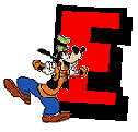 Alfabeto de Mickey y sus amigos con letras rojas E.