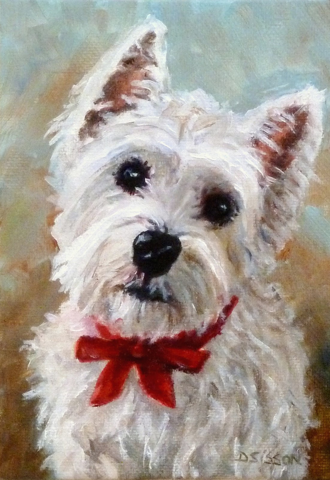 Daily Painting Projects Westie Puppy Oil Dog Painting Pet Portrait Art