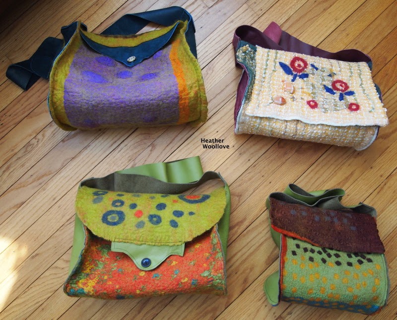 Wool lovefunctional fiber art Flat Felt and Leather Purse Part 8 of 8
