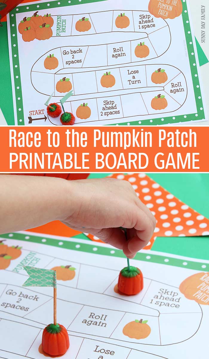 Be the first to make it to the pumpkin patch with this fun free printable board game! Perfect for all ages, this pumpkin themed board game is perfect for Fall parties, pumpkin preschool theme, Halloween games, and so much more!