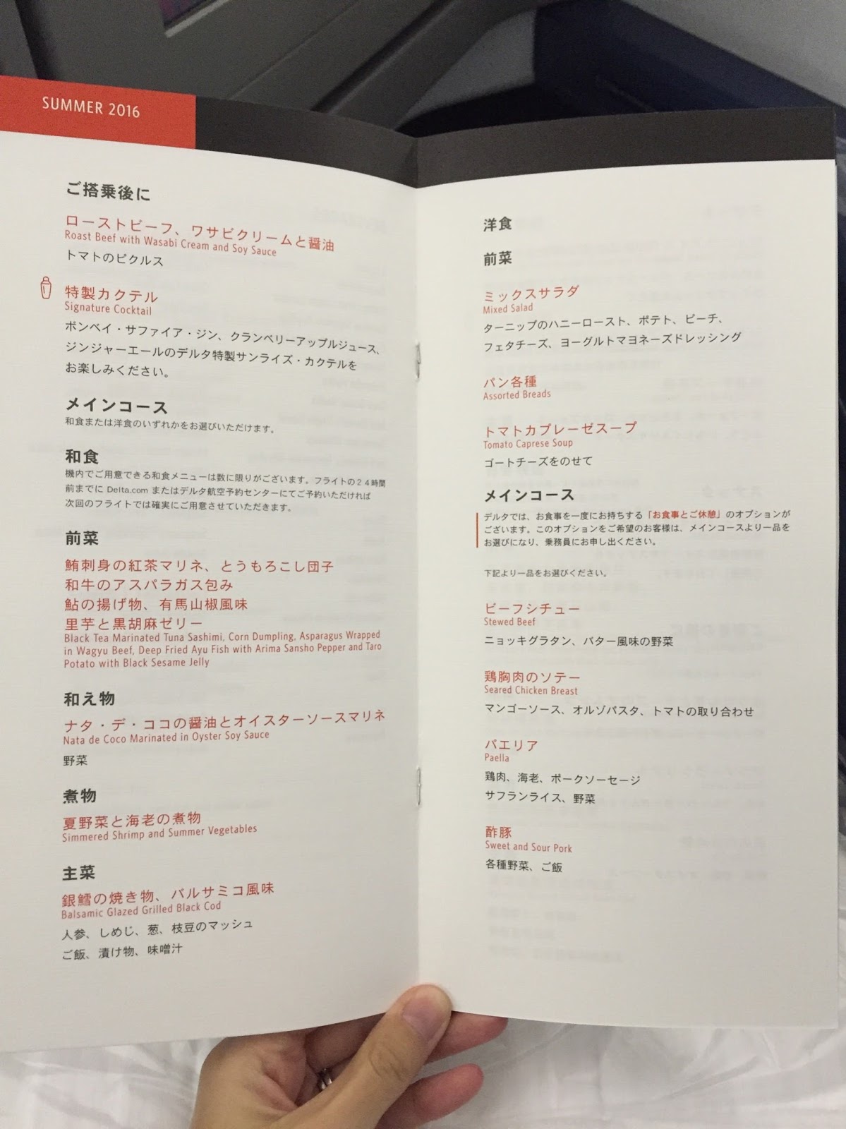 Delta Air Lines InFlight Meal (Business Class) / デルタ航空 機内食（ビジネスクラス