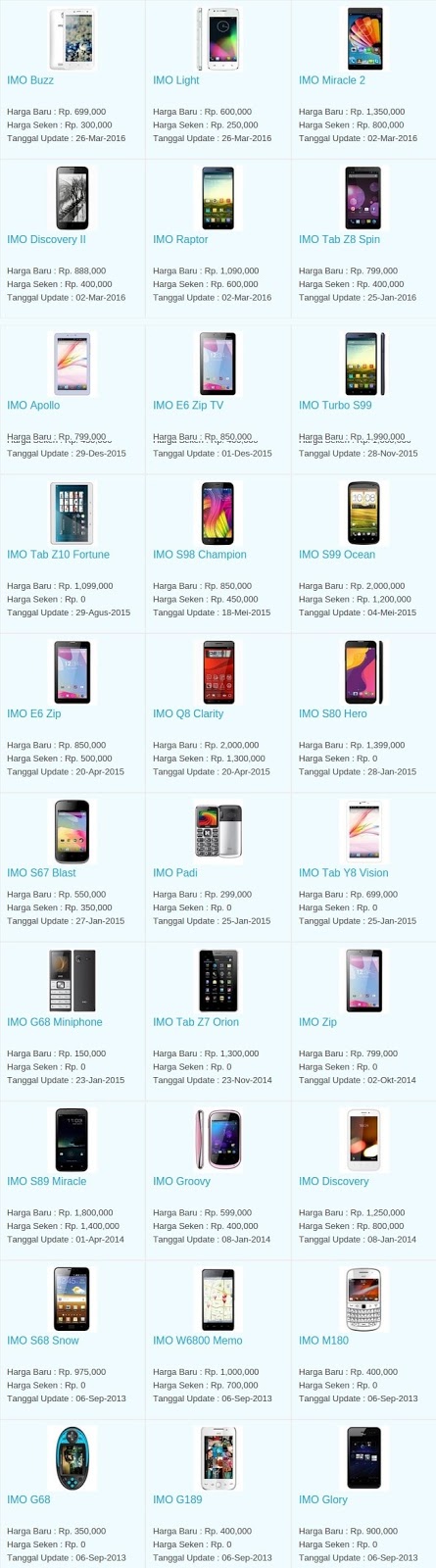 Daftar Harga Hp Terbaru IMO Juli 2016 Daftar Harga Hp Terbaru IMO Juli 2016