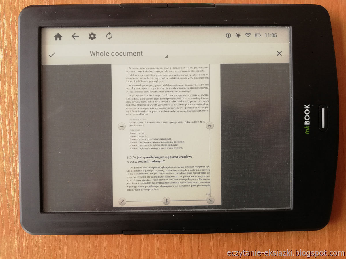 PocketBook Reader InkBOOK LUMOS – ręczne przycinanie marginesów w pliku PDF