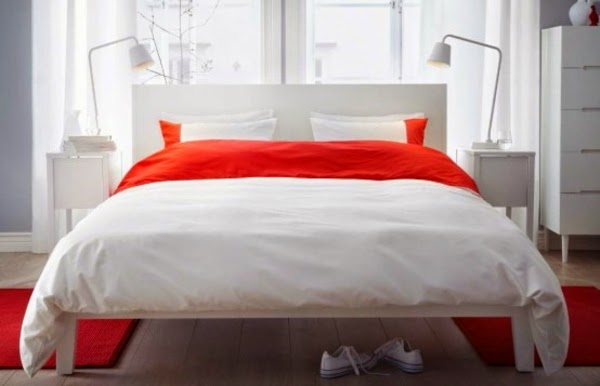 IKEA bedroom ideas, white bedroom with white bedding