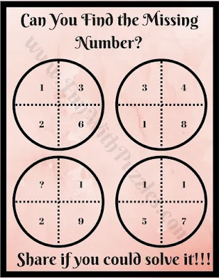 Maths Circle Puzzle for Kids in which you have to find the missing number