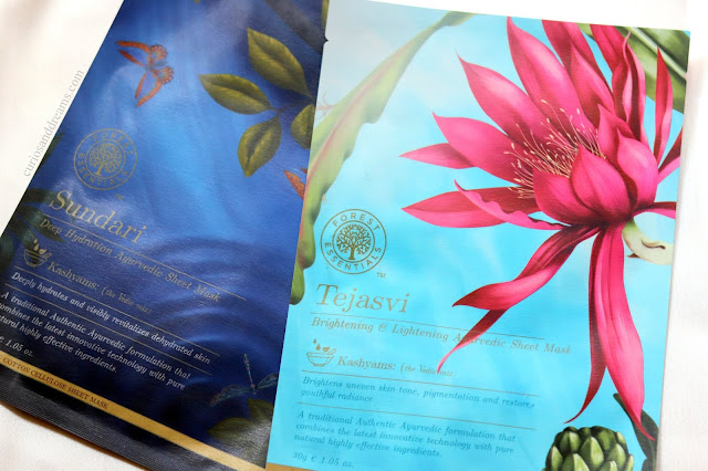 Forest Essentials Ayurvedic Sheet Mask review, Forest Essentials Tejasvi sheet mask review, Forest Essentials sundari sheet mask review