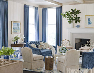 Palatial Living: All About Blue..Applied Pattern & Print, and Glossy Paint