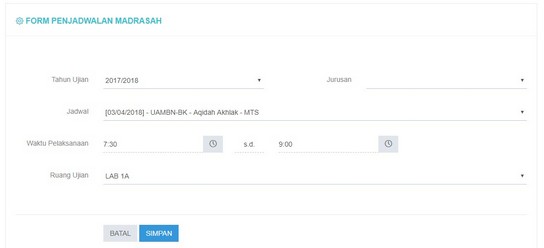 Cara Membuat Penjadwalan Madrasah di Web UAMBN-BK