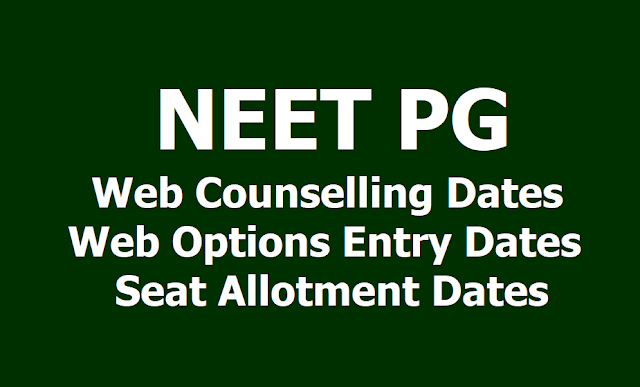 NEET PG 2019 Counselling Dates, Web Options Entry Dates, Seat Allotment Dates NEET PG 2019 Counselling Dates, Web Options Entry Dates, Seat Allotment Dates