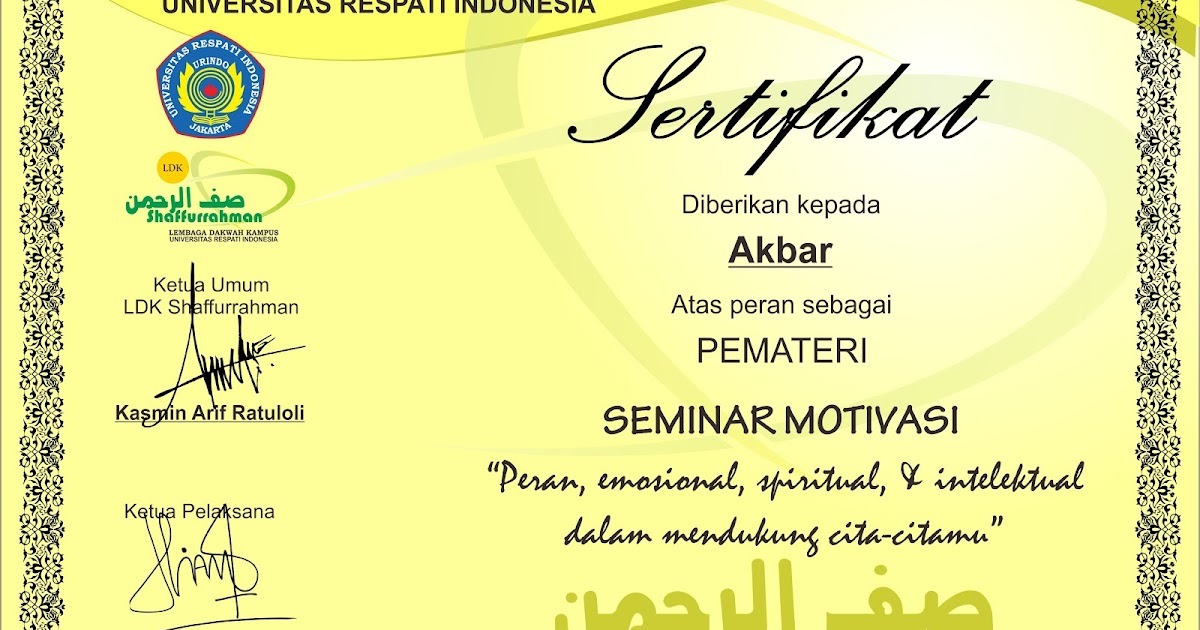 Asal Tau Download Desain Sertifikat format CDR