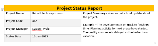 one page project status report template a weekly status project status summary