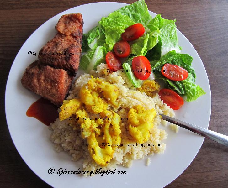 Spice and Curry Pan Fried Salmon Fish with Indian spices