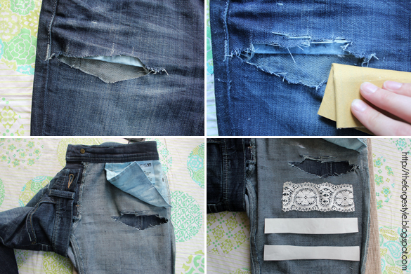 The Forge: diy: lace inset jeans