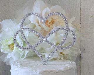 Heart Rhinestone Wedding Cake Topper Heart Rhinestone Wedding Cake Topper