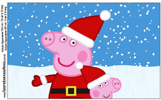 Peppa Pig en Navidad: Etiquetas para Candy Buffet para Imprimir Gratis. Etiquetas de Peppa Pig en Navidad para imprimir gratis.