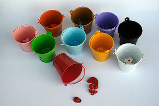 Rainbow in pail trinkets, TomToy Colorful I spy trinkets, Rainbow miniatures, Rainbow I spy bag filler, Colors I spy bottle, Color sorting activities, Color matching games