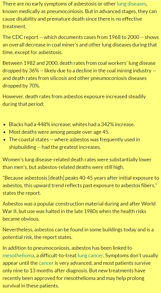 Asbestos Deaths Up Asbestos Deaths Up