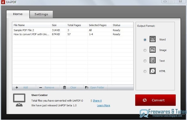 UniPDF Converter : un logiciel gratuit pour convertir les fichiers PDF dans différents formats
