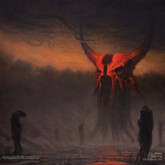 Fantasia, ficção científica e terror nas surreais e sombrias pinturas de Nick Keller Nick Keller pinturas a óleo fantasia ficção científica terror sombrio surreal infernal cósmico
