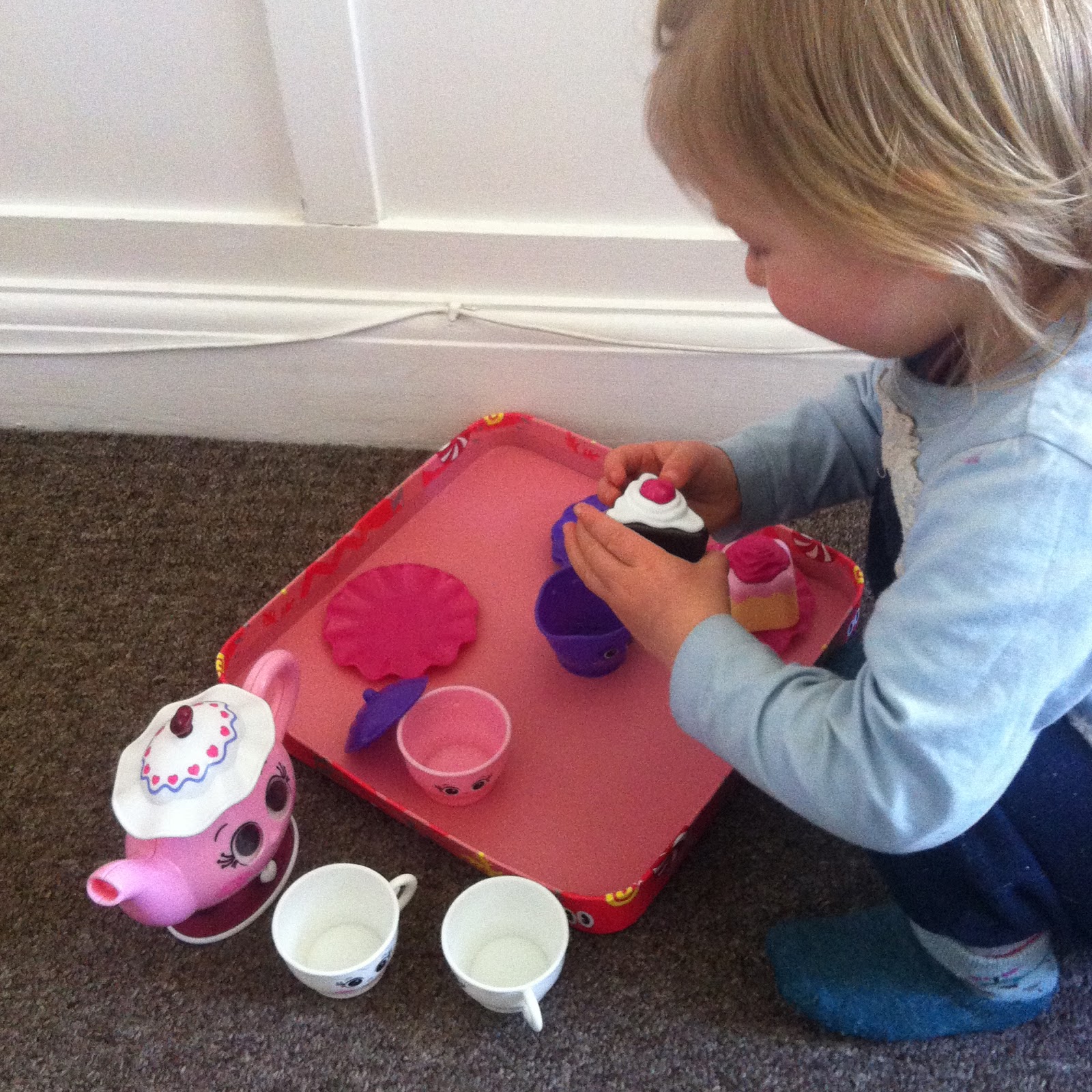 chad valley pink tea party set