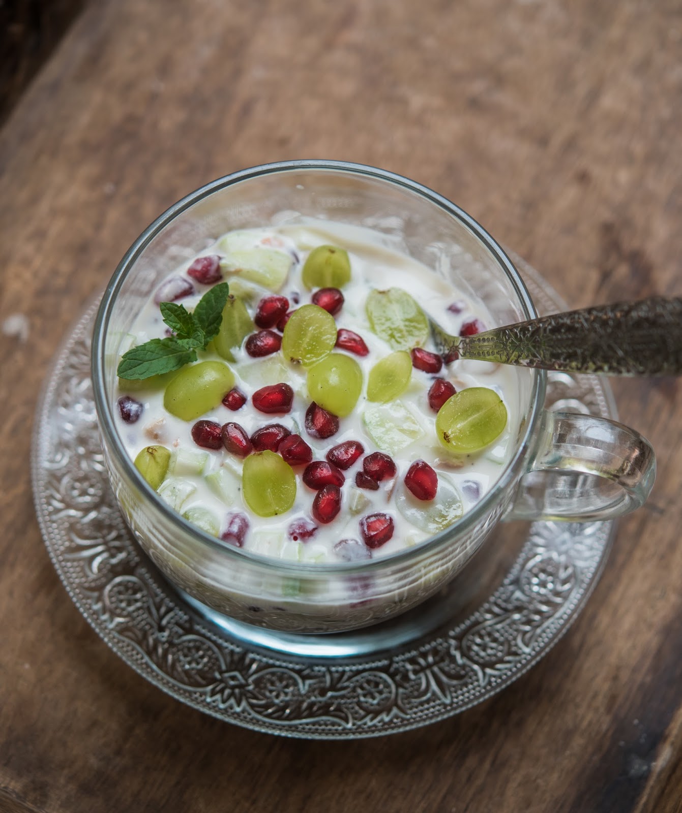 savoury fruit yogurt grapes and popped amaranth yogurt jar