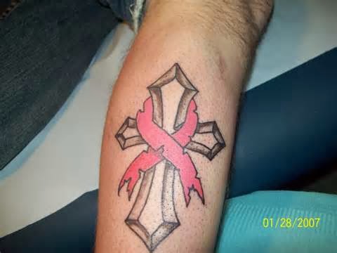 cancer ribbon cross tattoos men tattoo deviantart breast unknown posted am