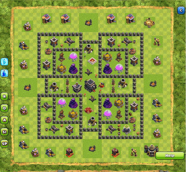 TH 9 CLAN WAR BASE CLASH OF CLANS Map for Clash of Clan...
