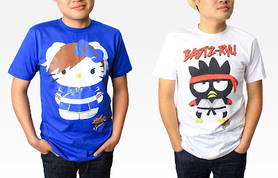 Street Fighter x Sanrio T-Shirt Collection - Hello Kitty as Chun-Li & Badtz-Maru as Ryu