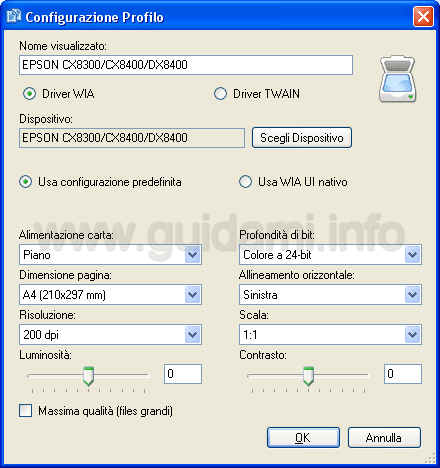 NAPS2  Configurazione profilo scanner