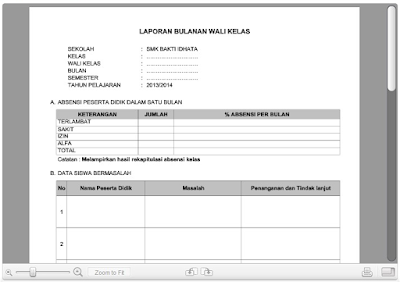 Laporan Wali Kelas Mi