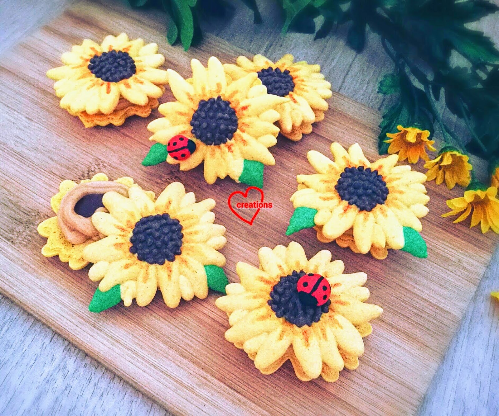 Loving Creations for You Peanut Salted Caramel Sunflower Macarons