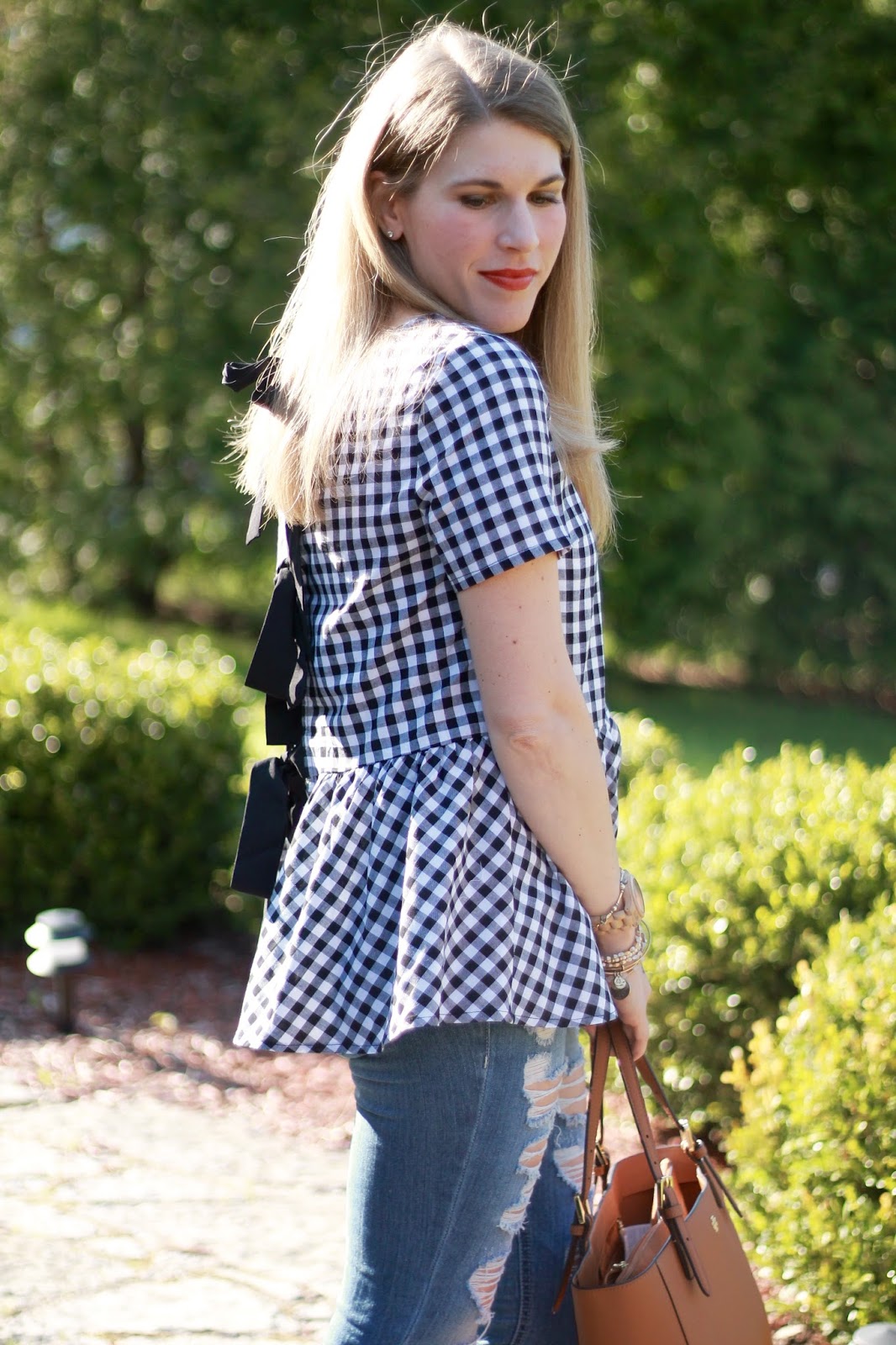 Gingham Bow Back Top & Confident Twosday Linkup - I do deClaire