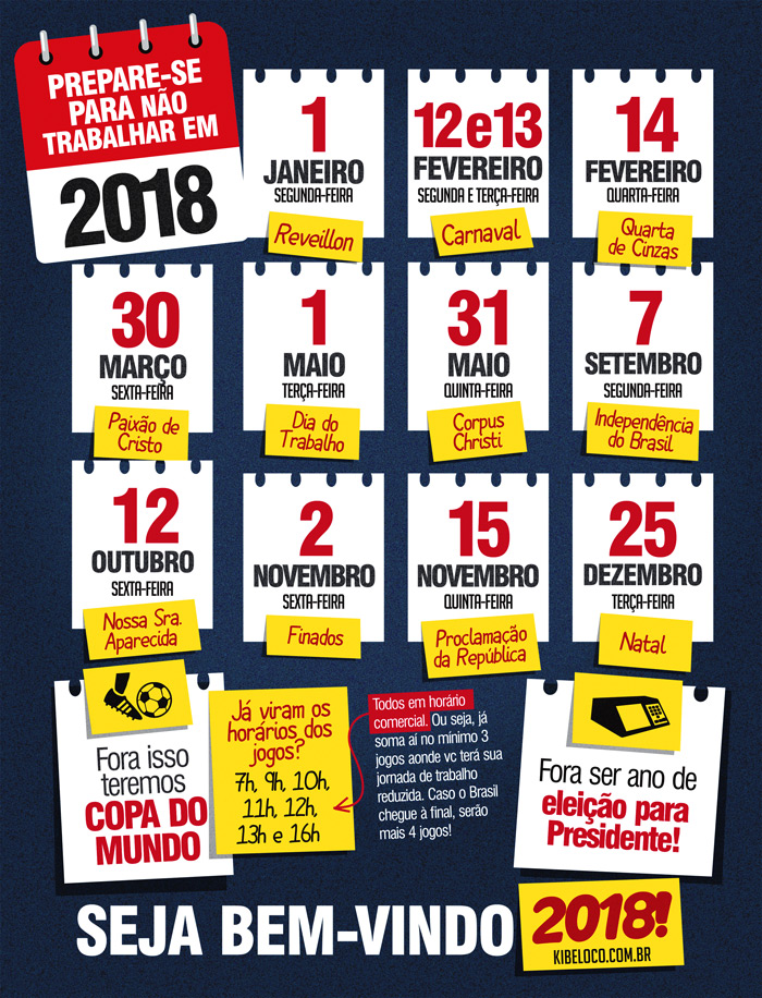 Blog FARO FINO CALENDÁRIO DE FERIADOS NO BRASIL EM 2018