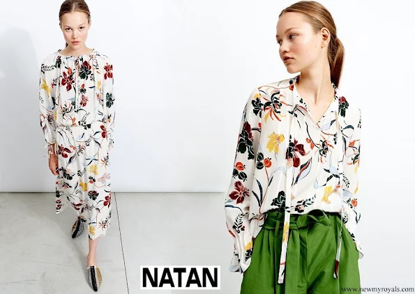 Queen Mathilde wore NATAN Floral Print silk top and skirt