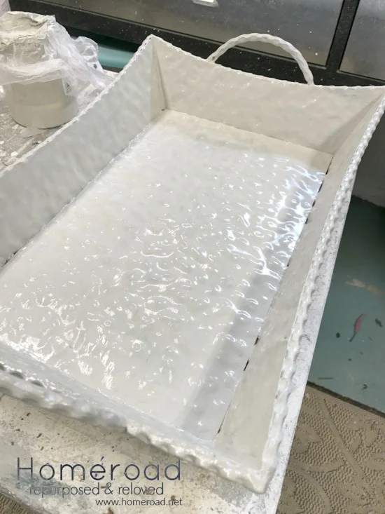 Painted Metal Tray Set with Quilt Design Stencil