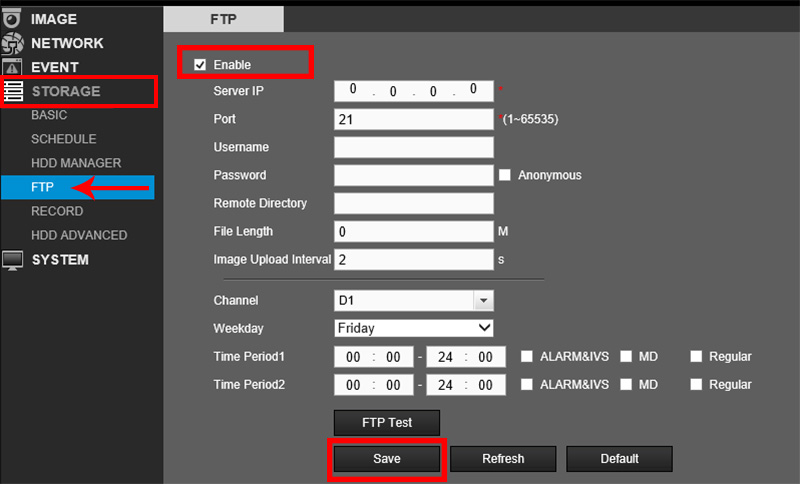 Как настроить FTP на Dahua NVR или DVR 