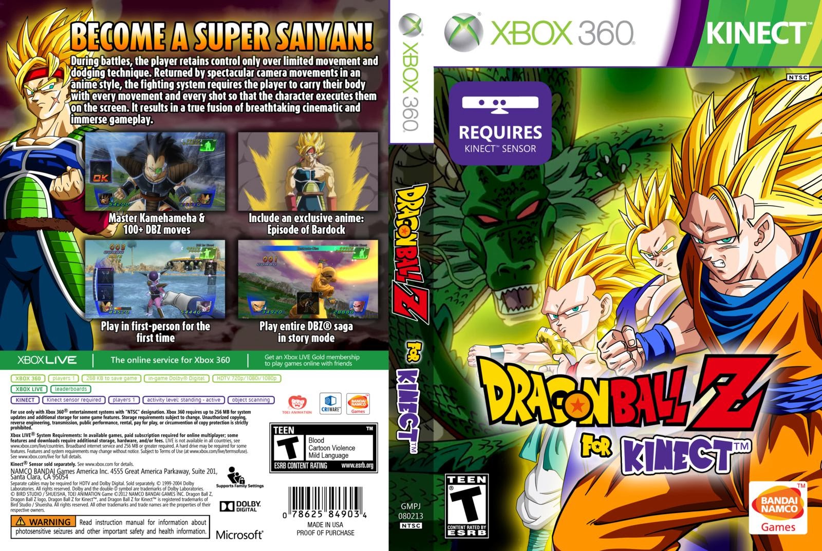 Dragon Ball Z For Kinect - Xbox 360 | Ultra Capas
