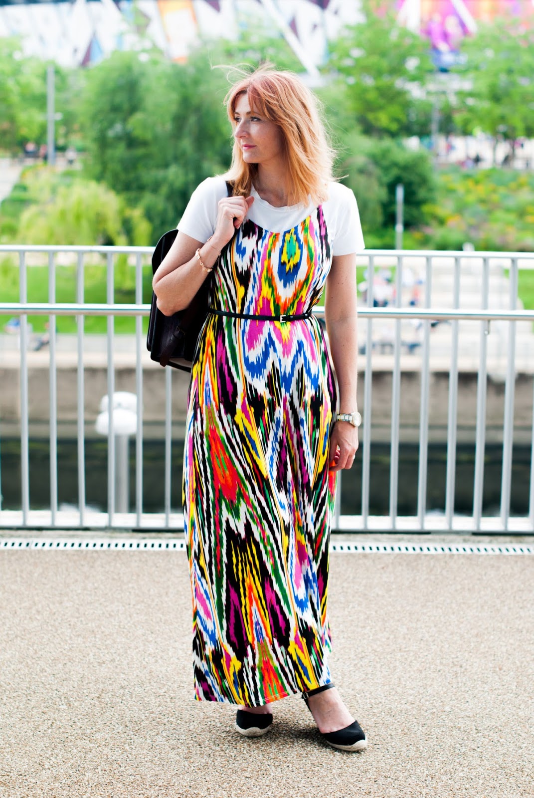 maxi dress with shirt underneath