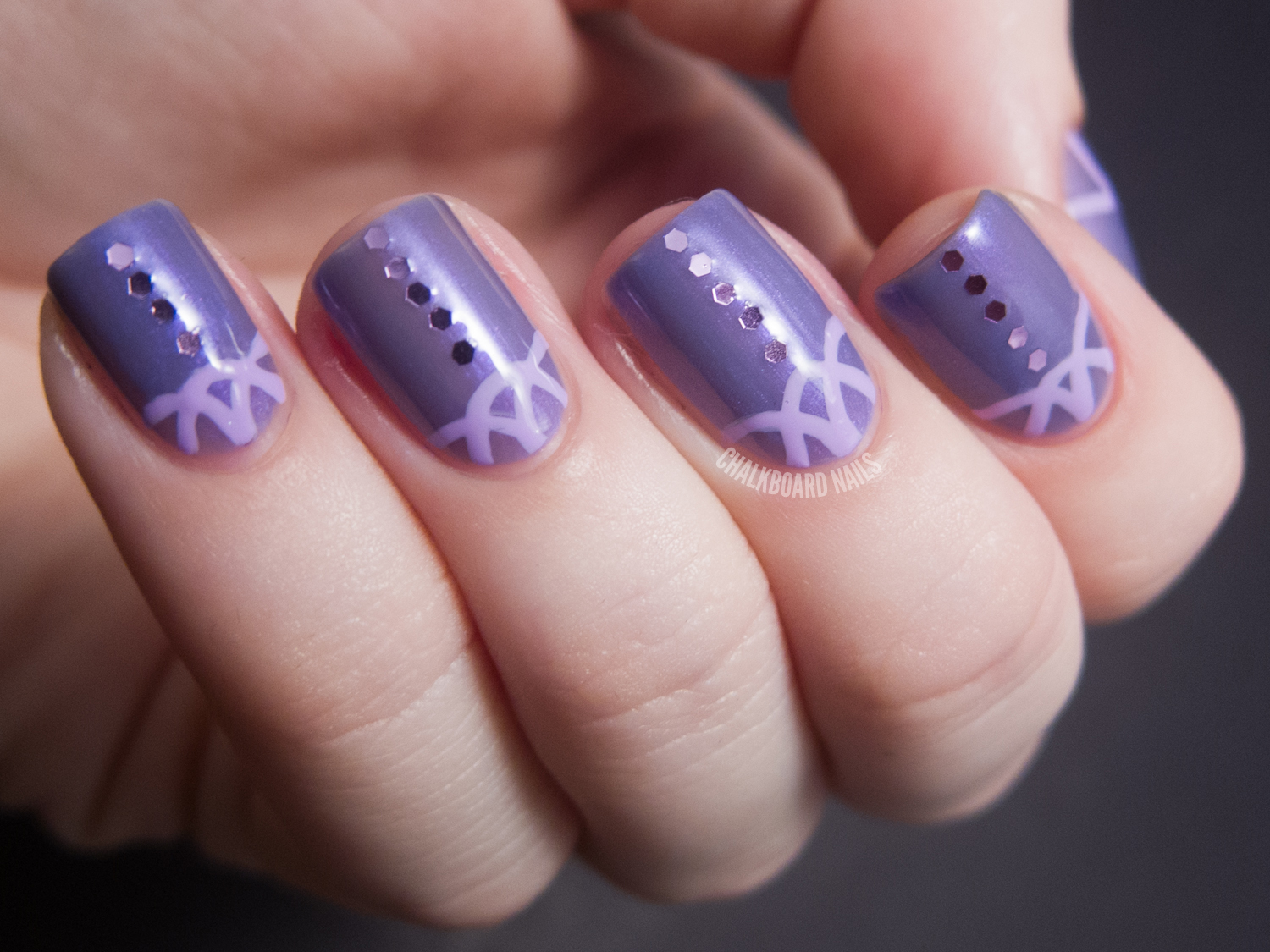 Purple Curved Lattice with Glitter Chalkboard Nails Phoenix