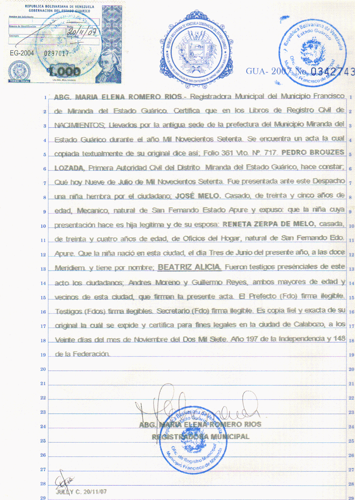 Apostillar en Venezuela Apostillar acta de nacimiento