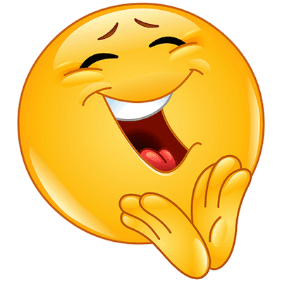 This smiley is super delighted by someone's funny comment. Too Funny Emoji