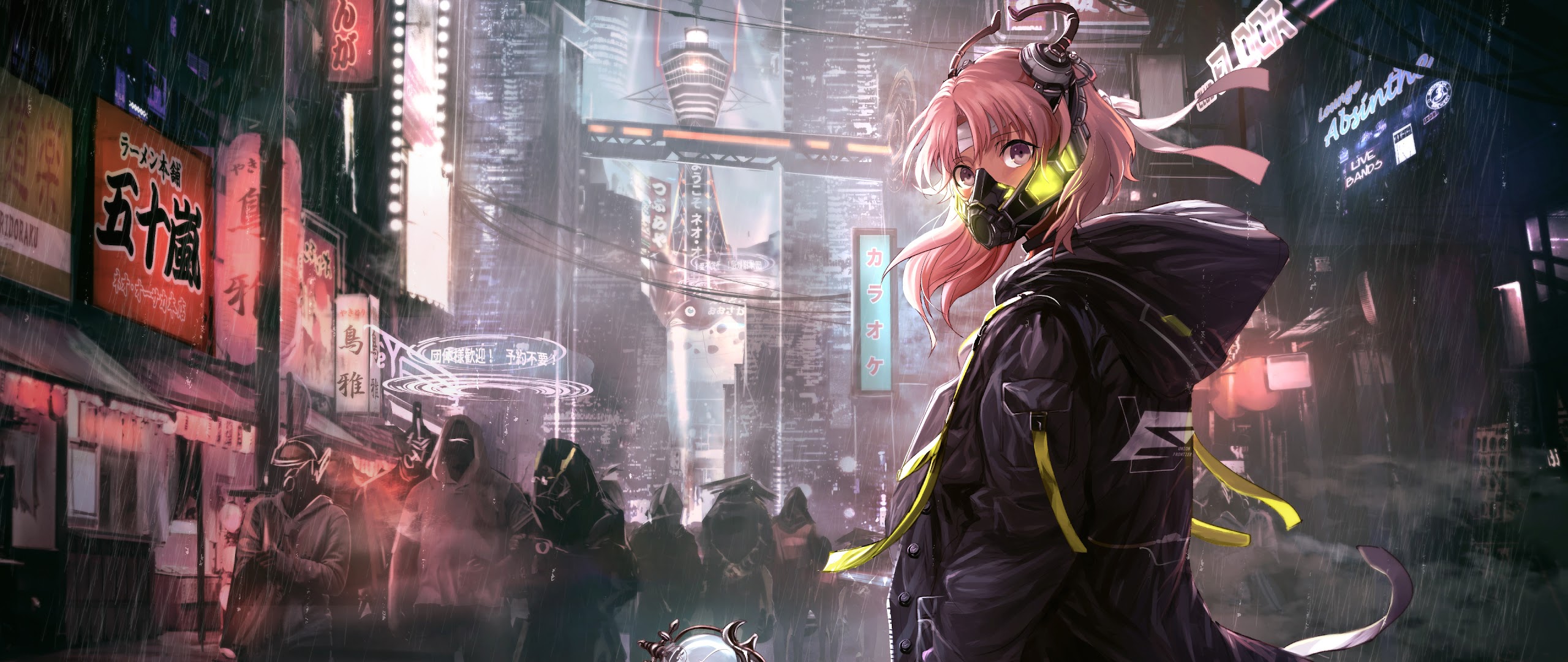 Anime, Girl, Mask, Cyberpunk, Sci-Fi, 4K, #168 Wallpaper