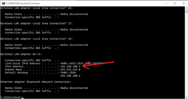 cara melihat ip address lokal