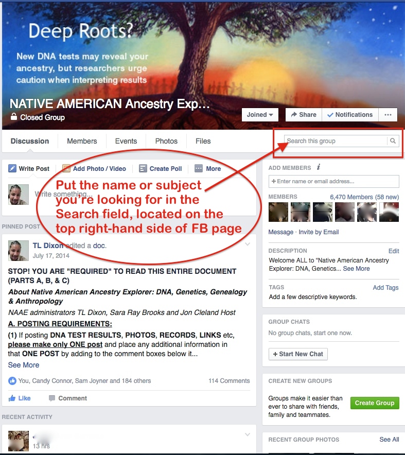 Roots & DNA How to Search Facebook Groups