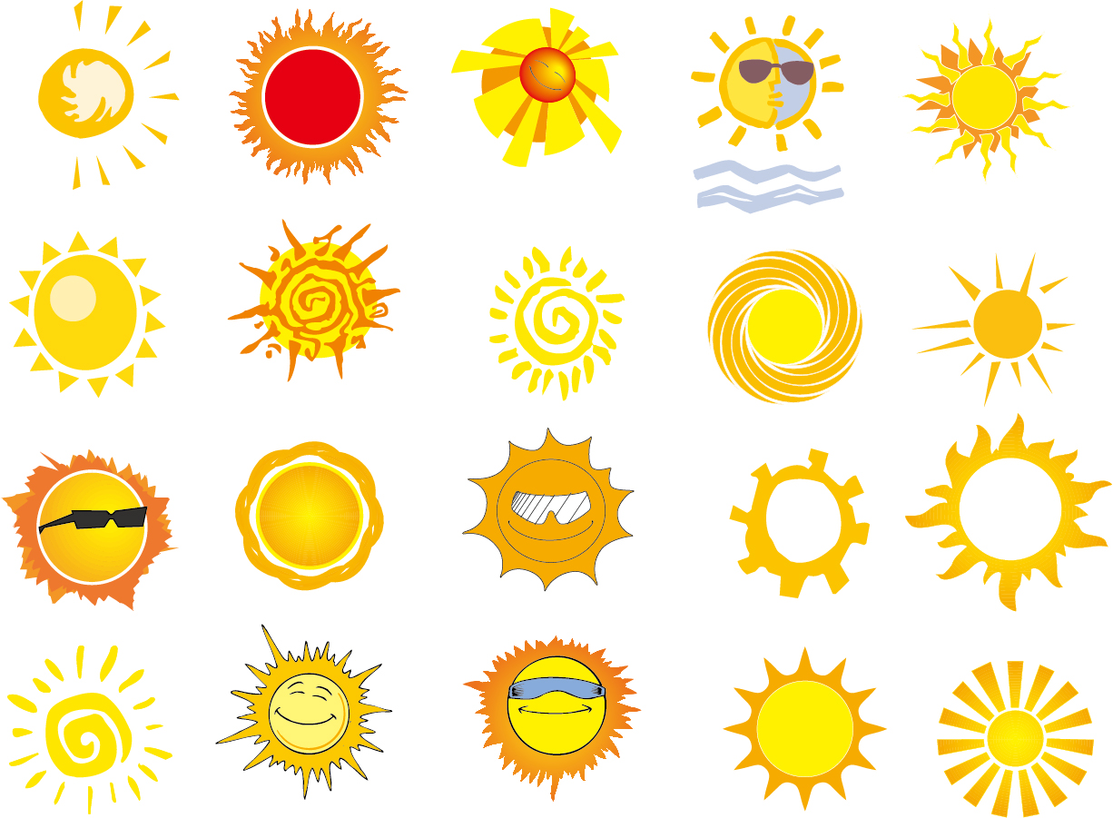 Ai Eps イラストレーター 暖かな太陽のアイコン Sun Warm Yellow Icons イラスト素材