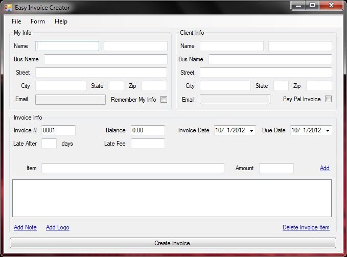 Easy Invoice Creator 3.5.1.12 Free Download All Programs