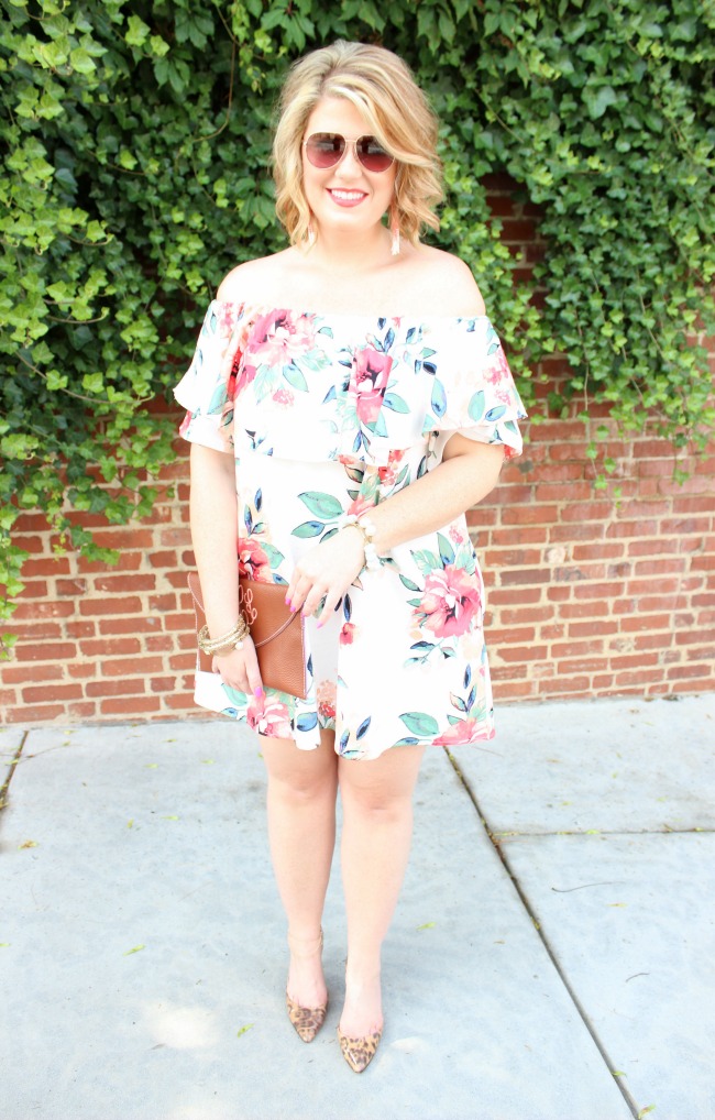 My Kind of Lovely Floral Off-The-Shoulder Ruffled Dress